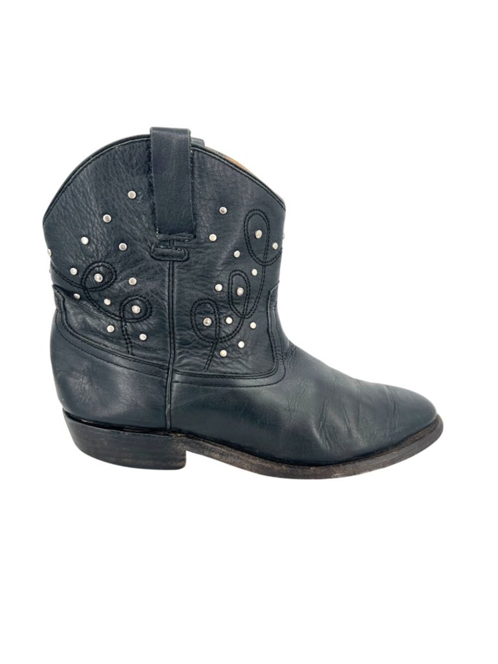 Miz Mooz Cozumel Black Leather Western Studded Ankle Boots Womens Size 8